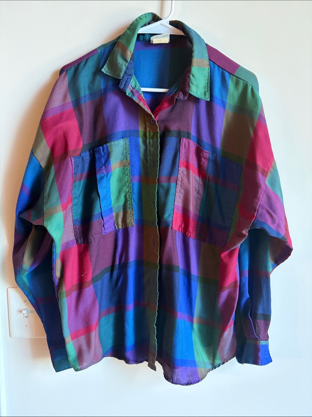 Vintage-Inspired Multicolor Plaid Button-Up Shirt
